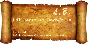 Löwentritt Borbála névjegykártya